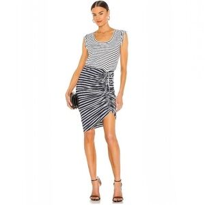 Veronica Beard Jeans Tamri Striped Ruched Mini Dress Cotton Size M